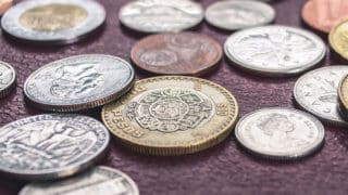 coins on table