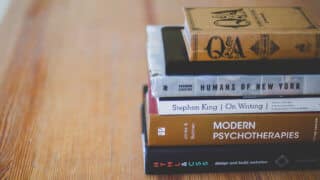 Stack of books on different subjects