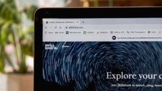 Skillshare home page open on laptop computer
