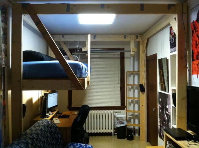 A hanging loft bed