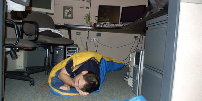 Sleeping under desk