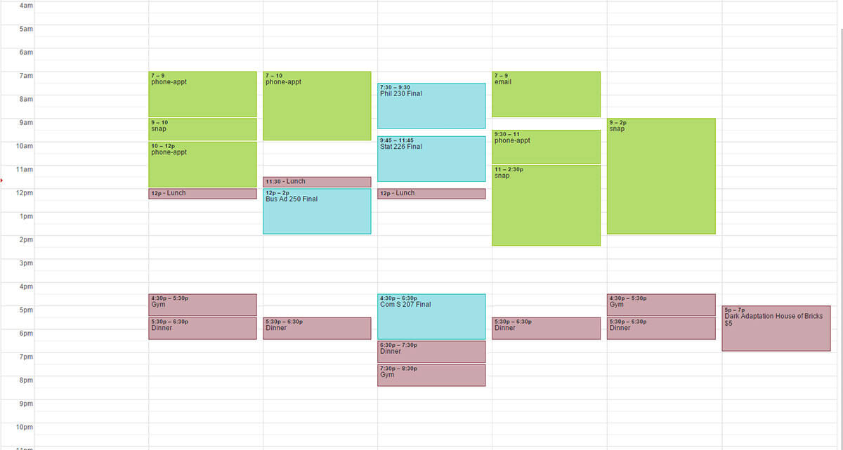 finals study schedule template microsoft excel