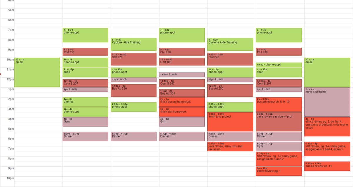 Final Exam Study Schedule Template