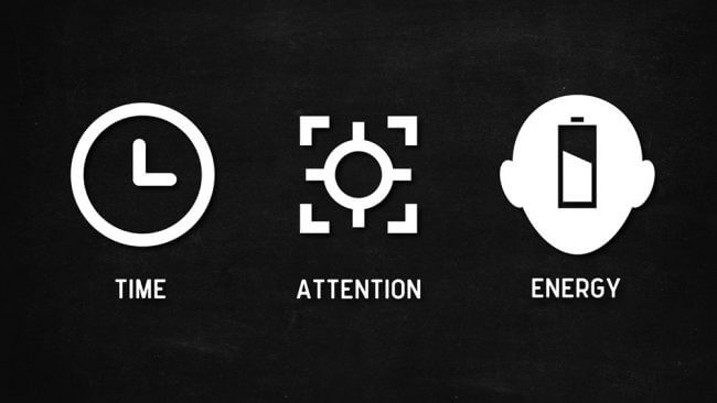 Time, Energy, and Attention - all are equally important.