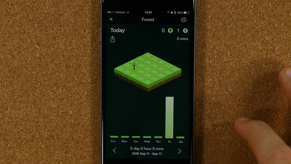 Forest app showing a tree growing