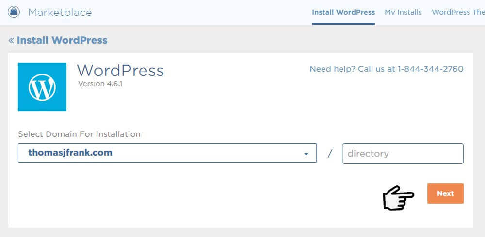 Installing WordPress - Domain Selection