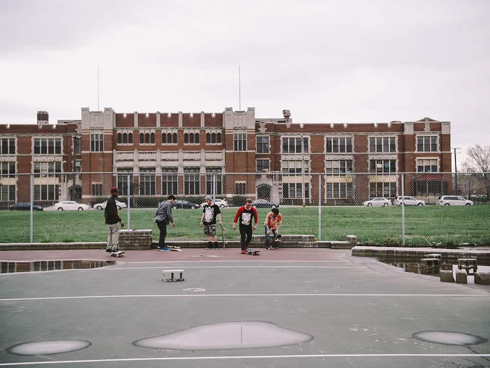 People skateboarding together