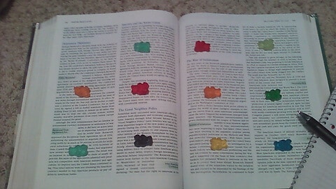 gummies on a textbook