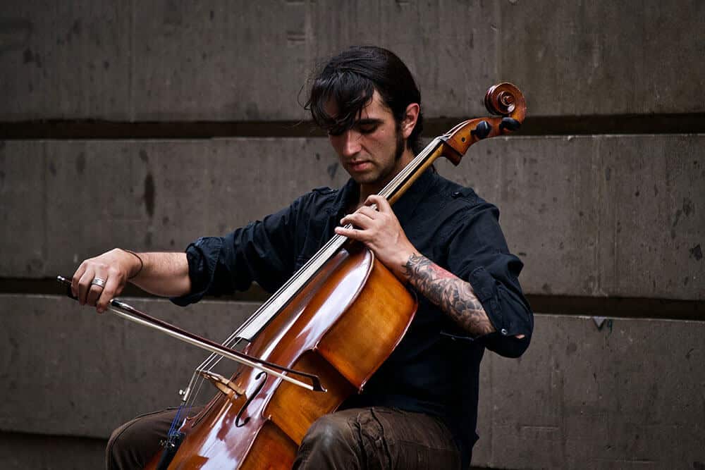 man playing cello