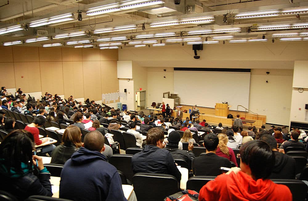 college lecture hall full of students