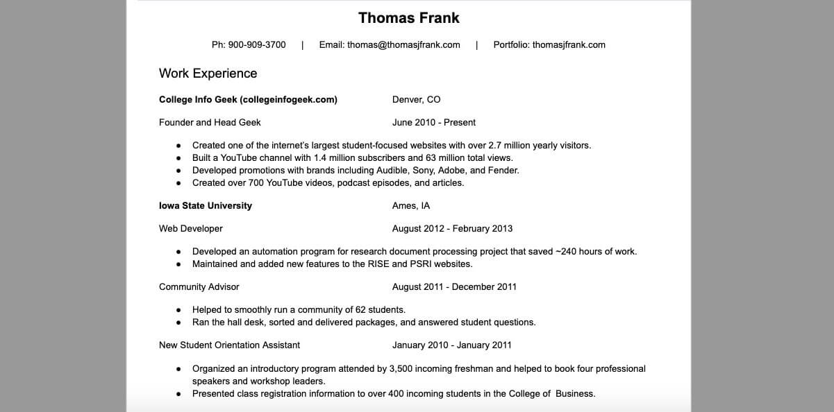 Resume template