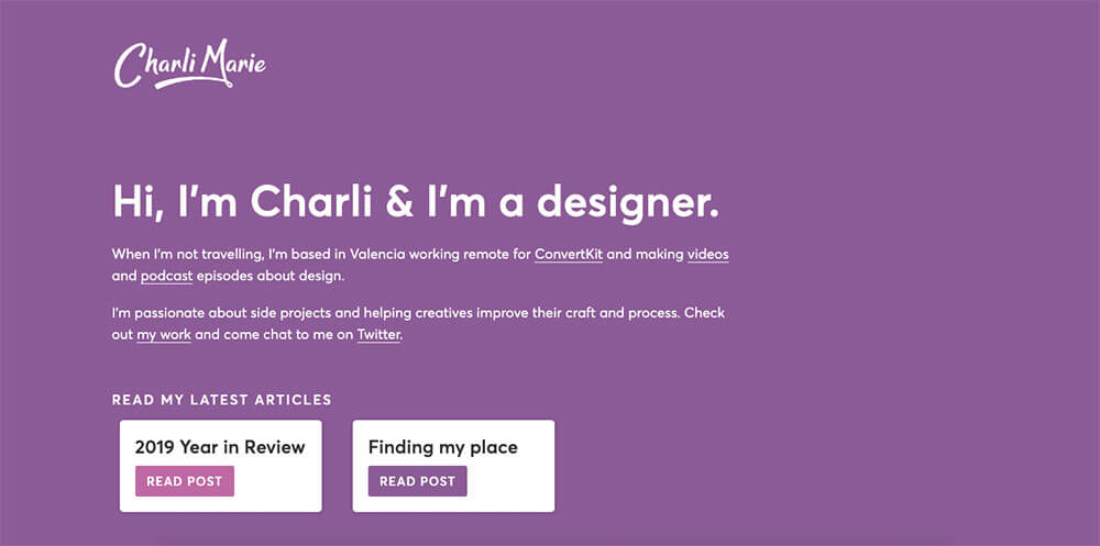 Charli Marie personal website image