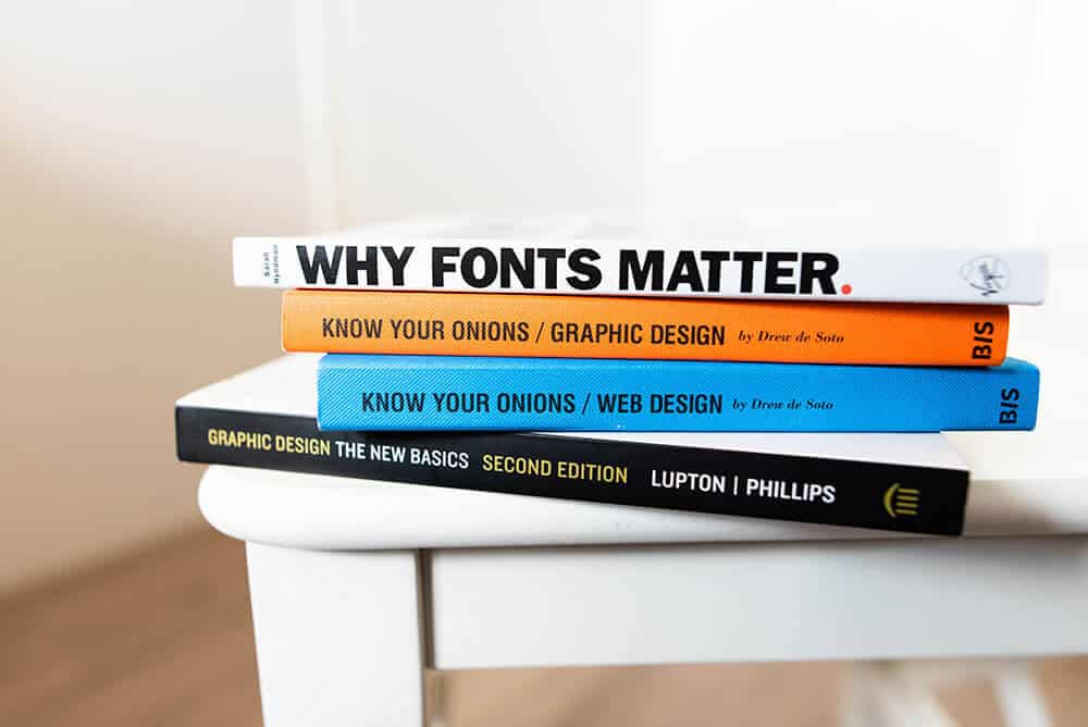 stack of design books