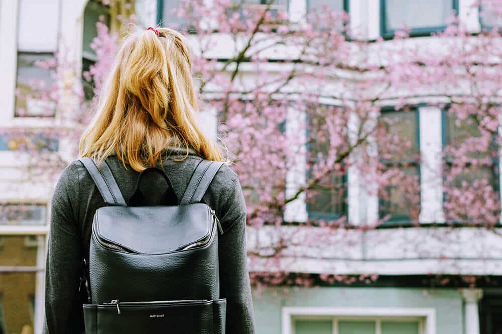 woman with backpack