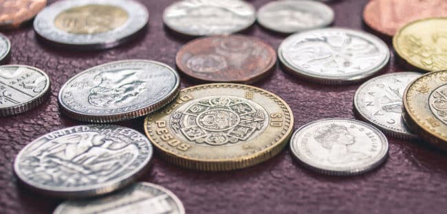 coins on table