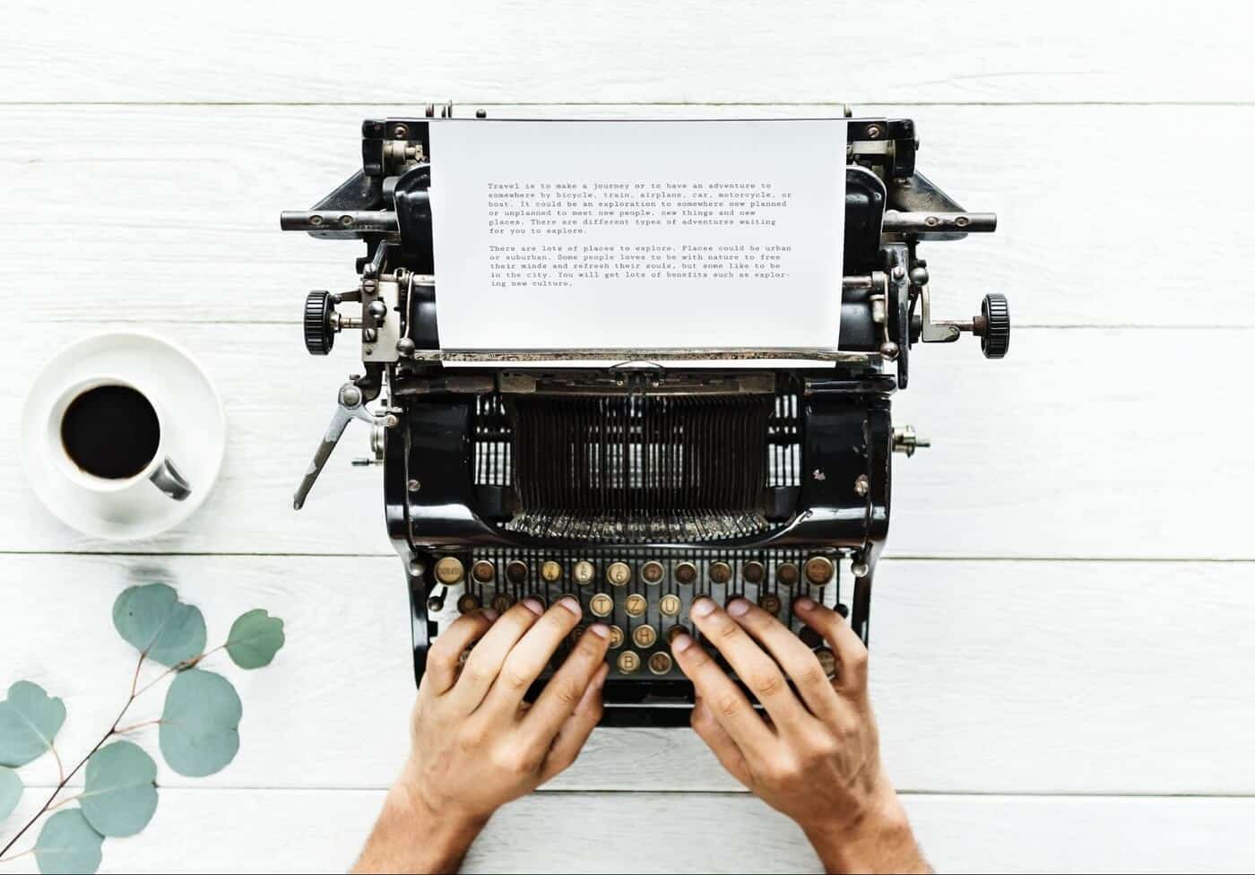 typing on a typewriter