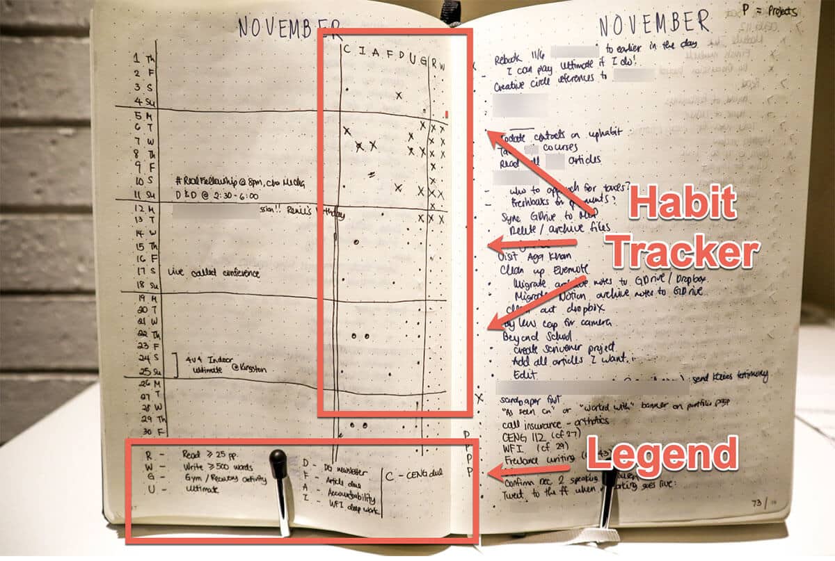 November habit tracker with overlay