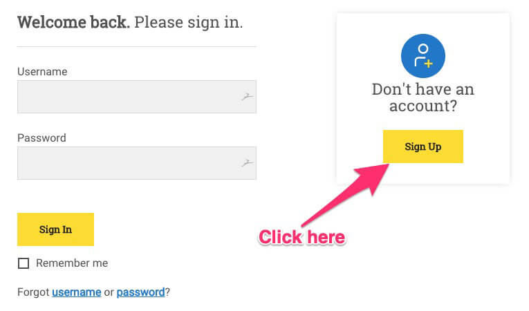 Clicking "Sign Up" button