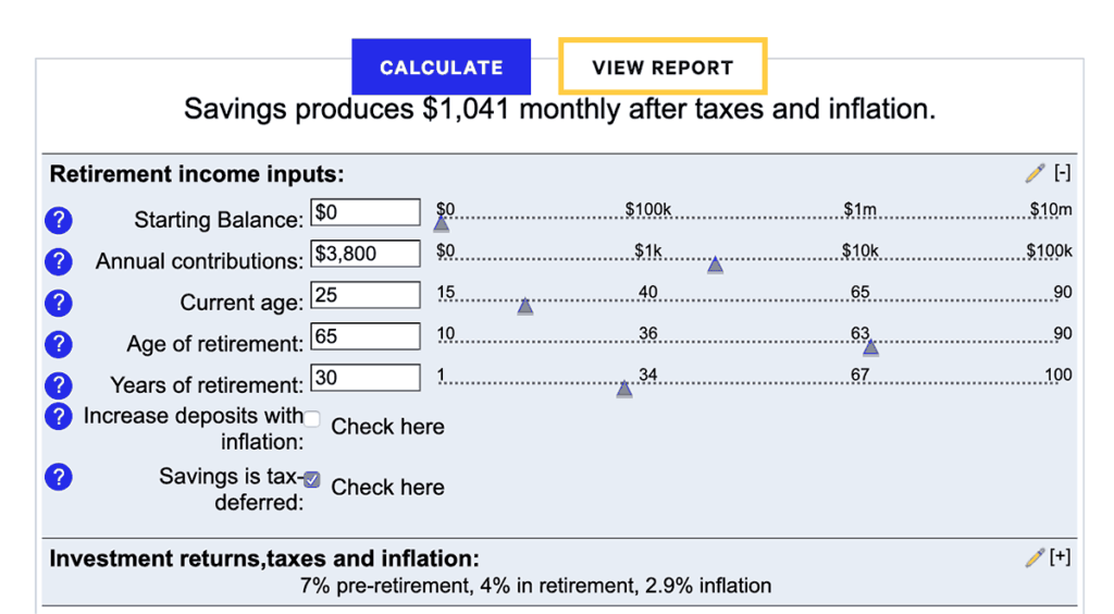 40 years of saving for retirement - $1,000/month goal