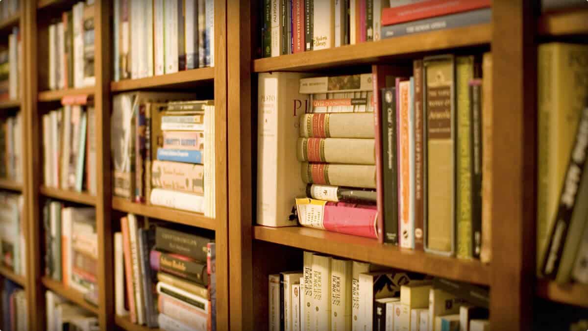 old library shelves