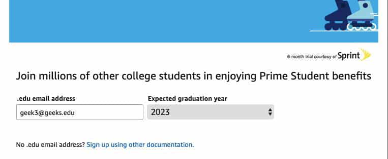 Entering .edu email address and graduation year