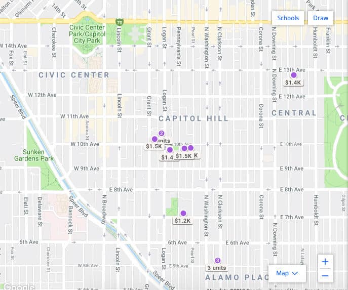 Apartments for rent in the Capitol Hill neighborhood of Denver