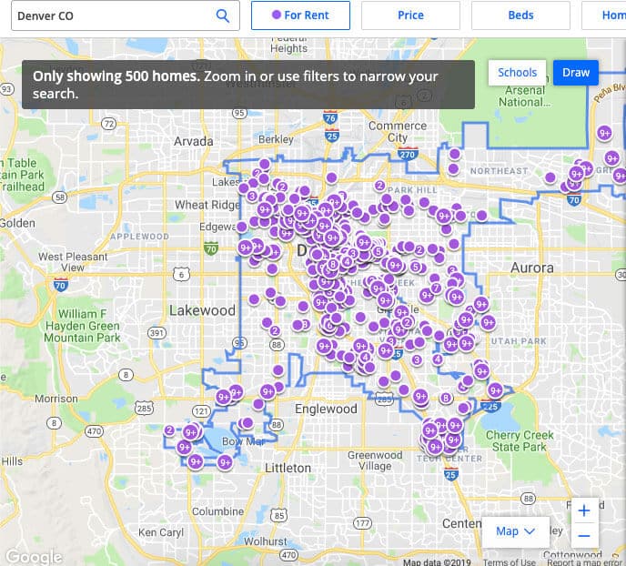 Places for rent in Denver, according to Zillow