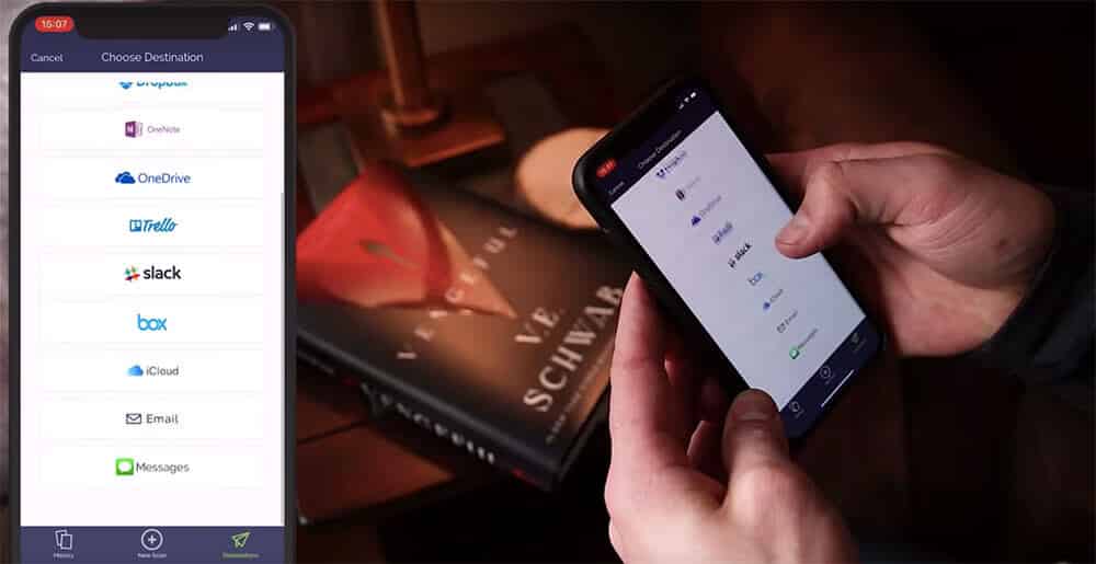 Choosing Rocketbook scan destination
