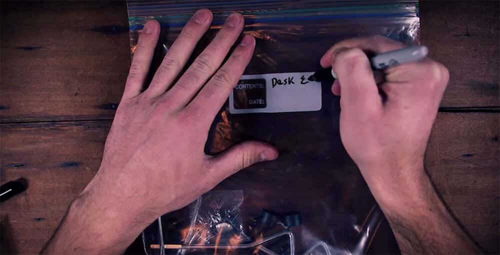 Labeling a plastic bag with a marker