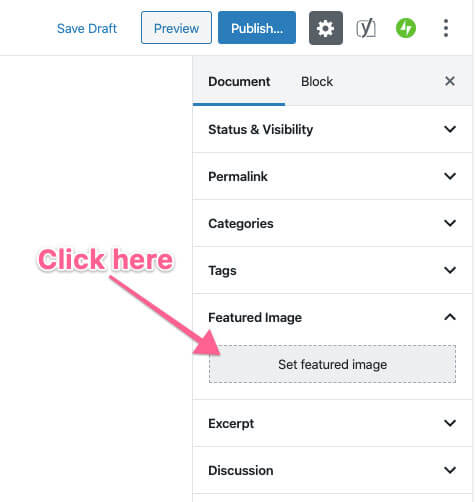 Click "Set featured image"