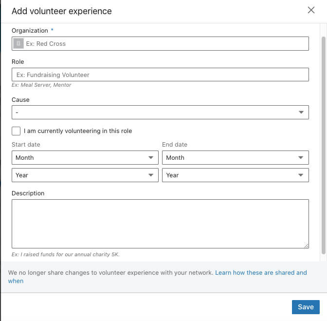 Adding Volunteer Experience to LinkedIn