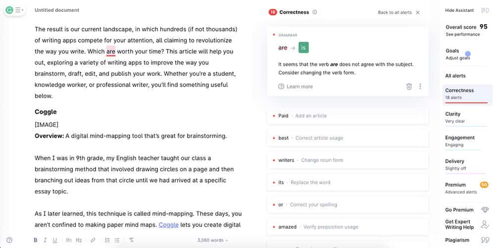 Grammarly app interface