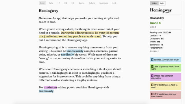 hemingway editor chrome extension