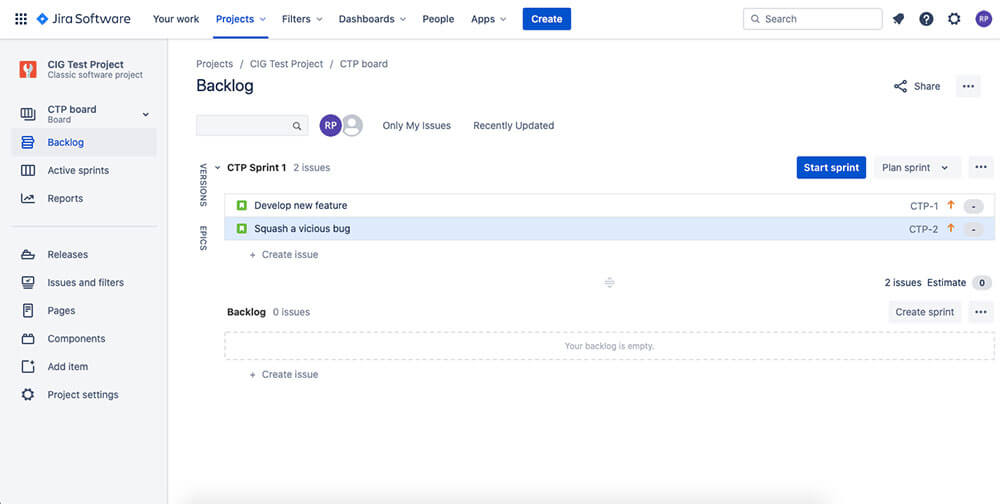 Jira app interface