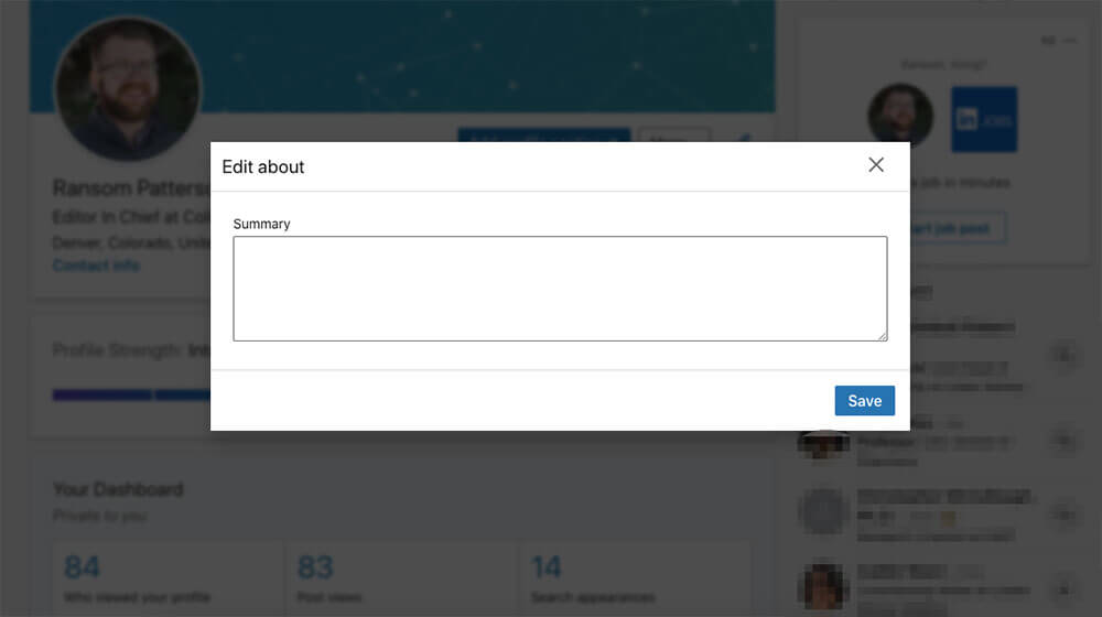 Editing LinkedIn summary