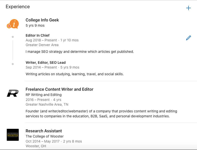 linkedin summary examples for college students