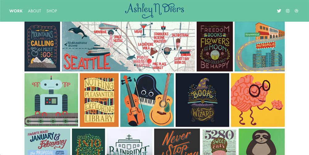 Gallery of illustrations on Ashley Diers' website