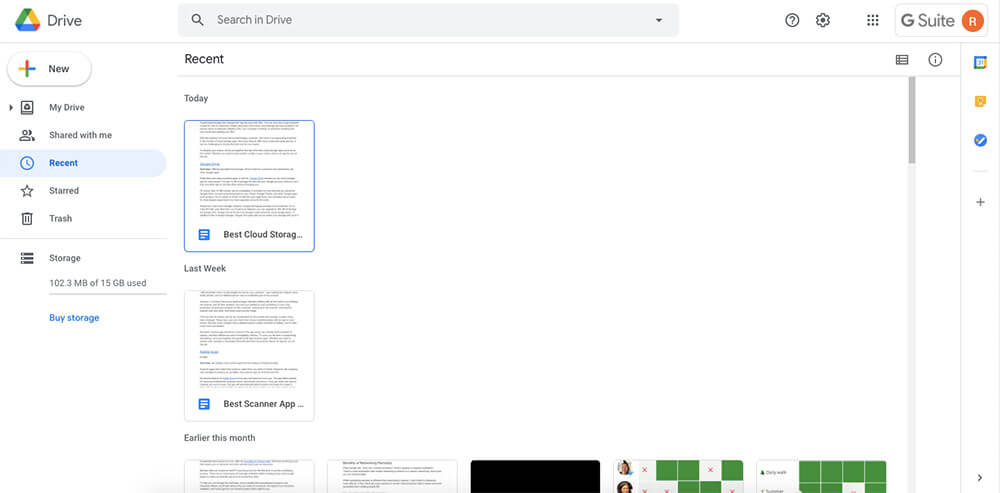 Google Drive app interface