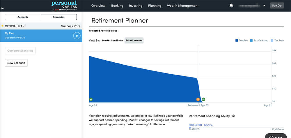 Personal Capital app interface