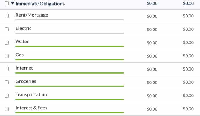 Budget categories in YNAB