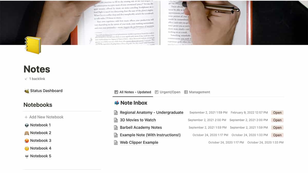 Notion note-taking template