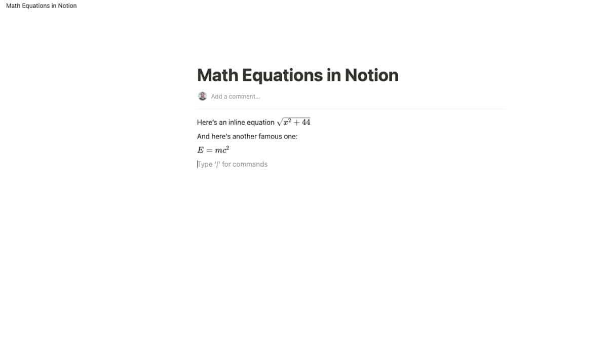 Math equations – Notion Help Center