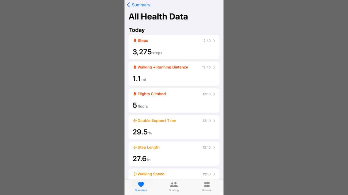 Apple Health all health data