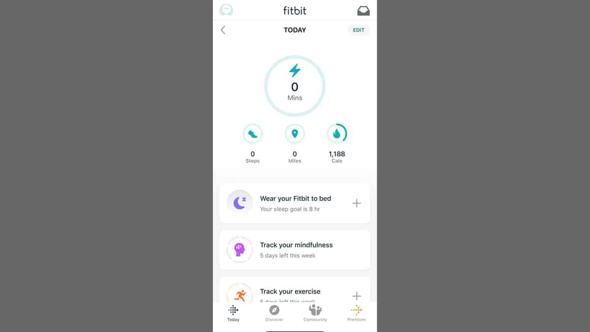 Fitbit's "Today" screen