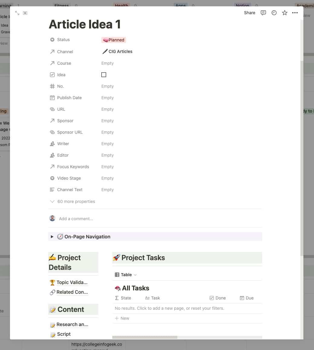 Notion article template