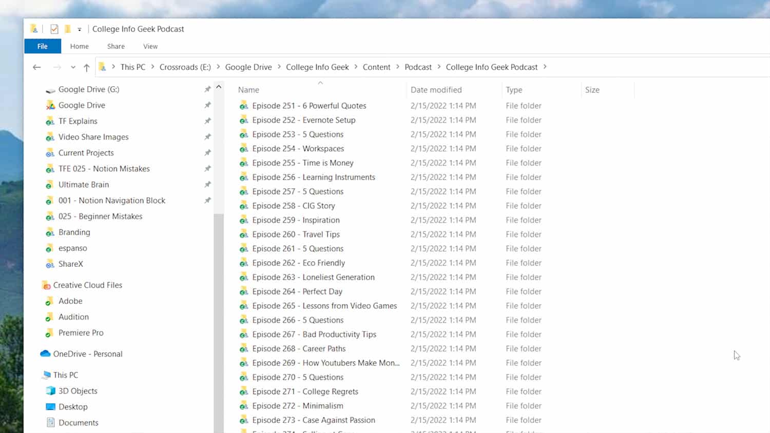Browsing files in Google Drive
